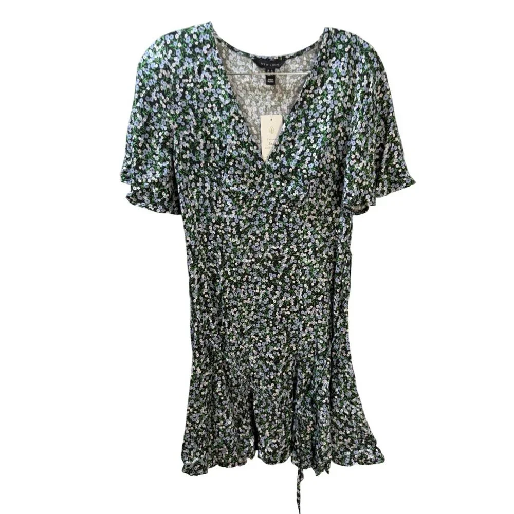 Floral Print New Look Mini Dress With Ruffle‎ Hem & Short Sleeves